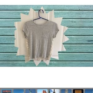 Girls pocket t-shirt with lace back