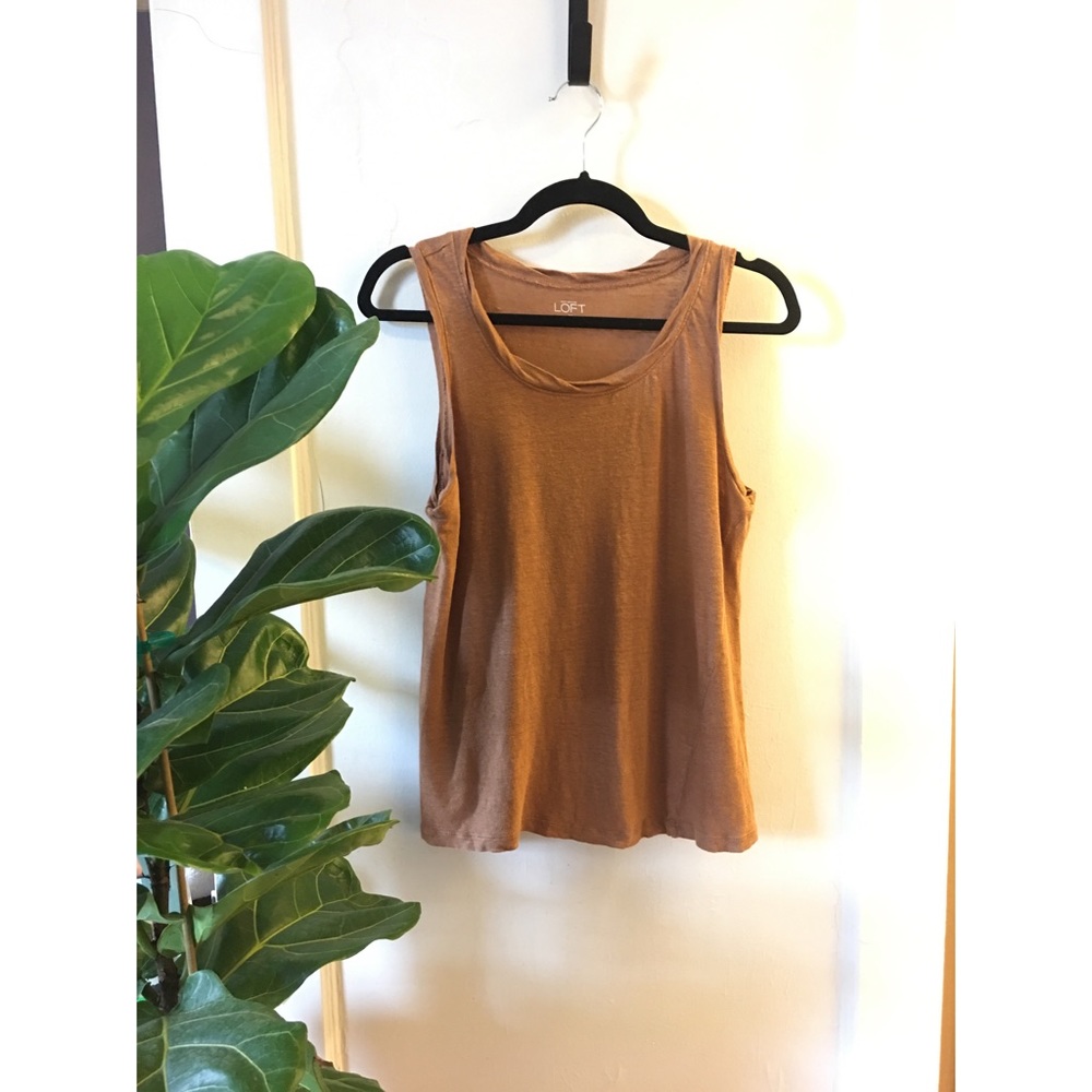 100% linen scoopneck tank from Loft. Brown/copper