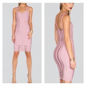 Bandage cocktail dress in dusty rose