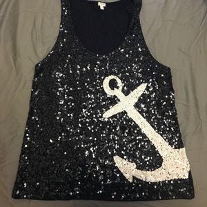 Sequins J.Crew Navy Blue Tank Top
