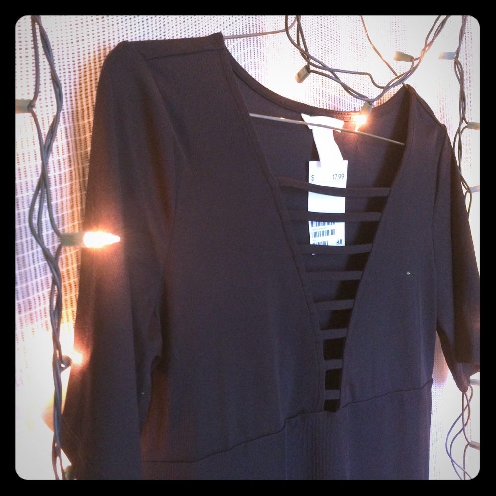 NWT Black Lace Up Shirt Ribbed (H&M)