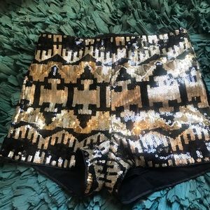 Black and gold shimmer shorts