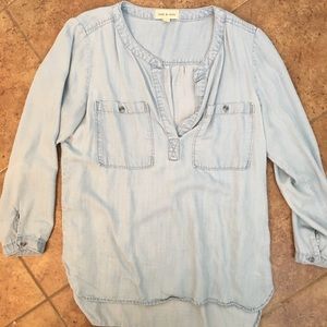 Chambray 3/4 sleeve top