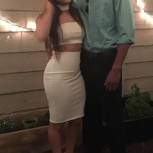 Missguided White Bodycon Choker Three Piece Dress