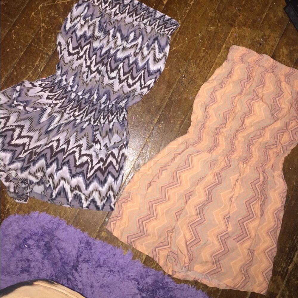 Two strapless rompers!