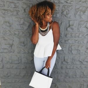 White peplum top