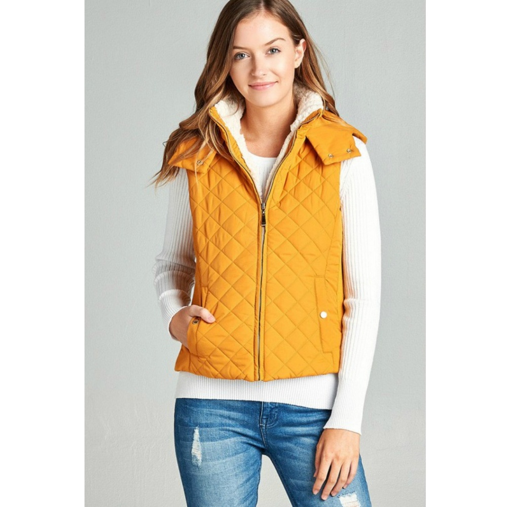 Sale! Mustard Quilted puffer vest - Picture 3 of 3