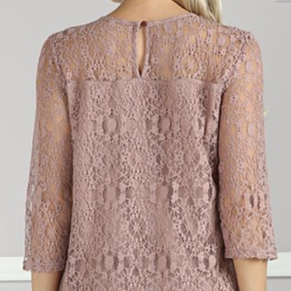 Lace Overlay Essentially Long Sleeve Tunic New - Picture 4 of 4
