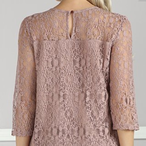 Lace Overlay Essentially Long Sleeve Tunic New - Picture 4 of 4