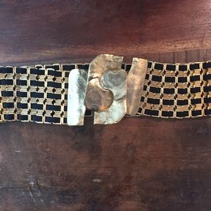 Black and Gold Elastic Belt