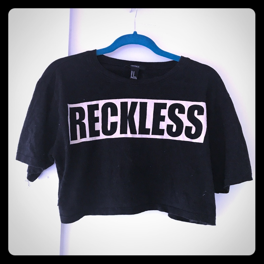 "RECKLESS" Crop top. Size M.