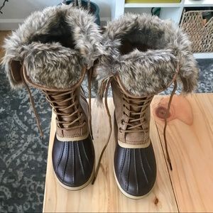 Lace Up Waterproof Duck Fur Boots