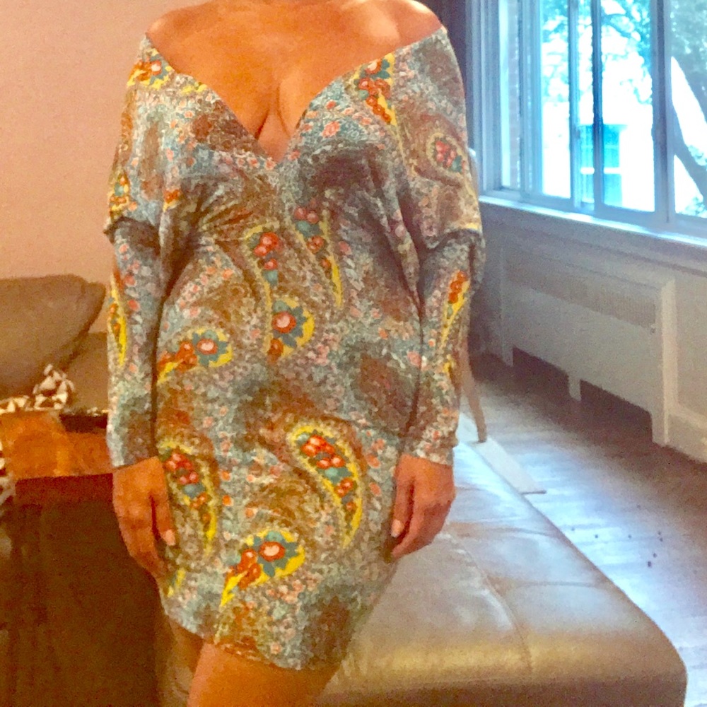 Multi-way off shoulders or drape front dress
