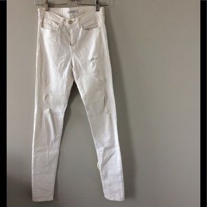 White high rise destroyed jeans