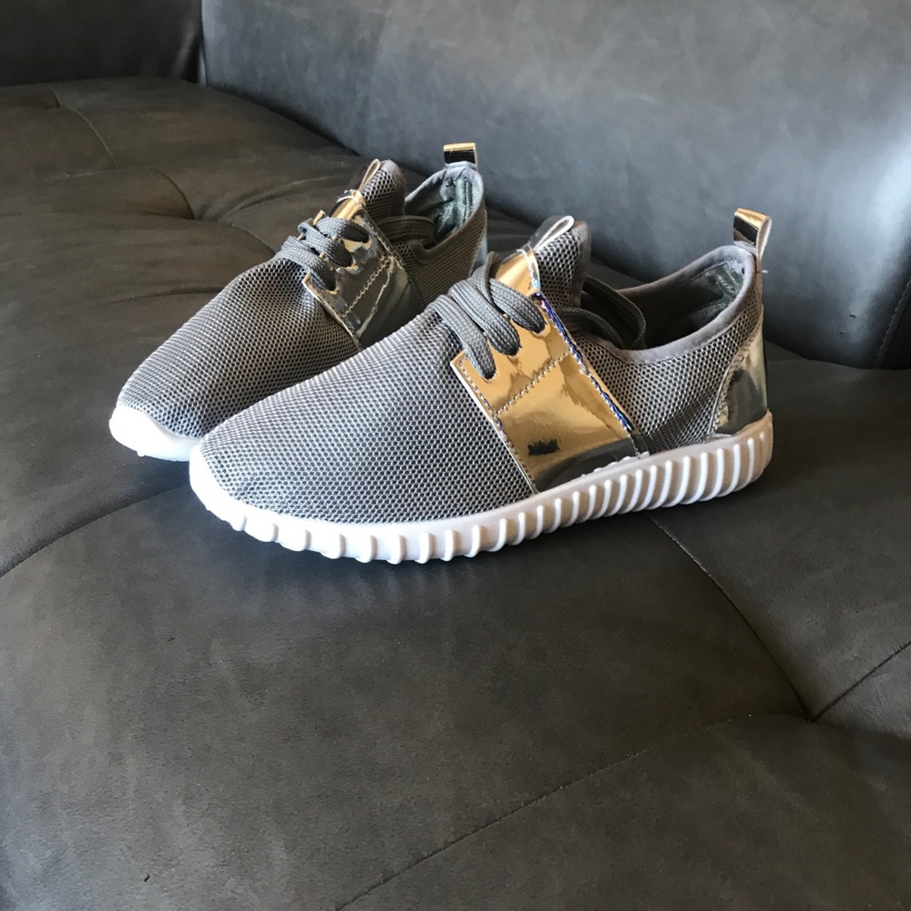 Chrome and grey shoes