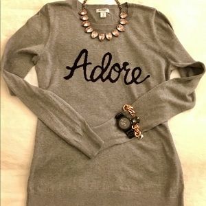 Gray "adore" sweater