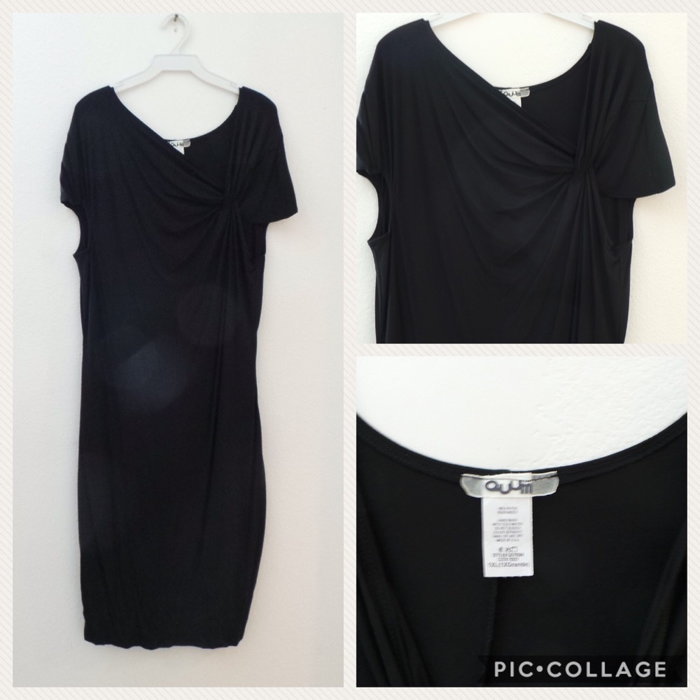 Plus Size Shoulder Twist Dress - Black