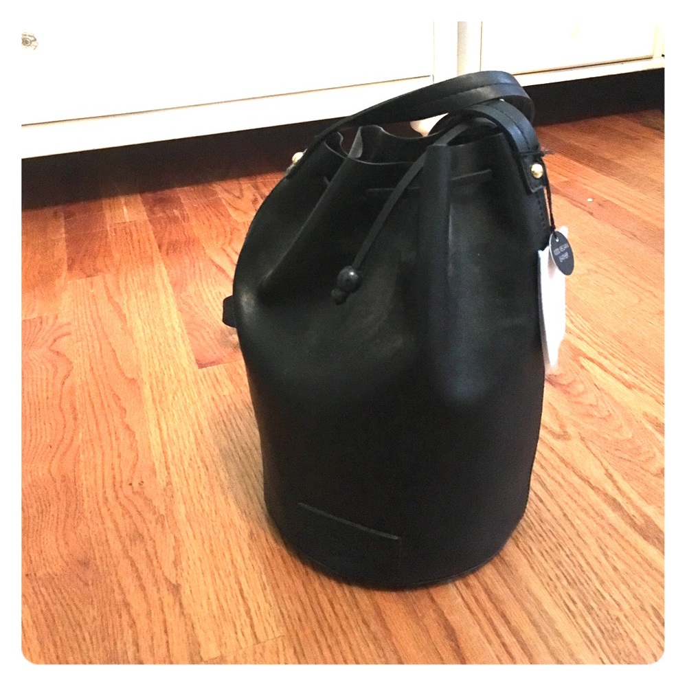Black bucket bag