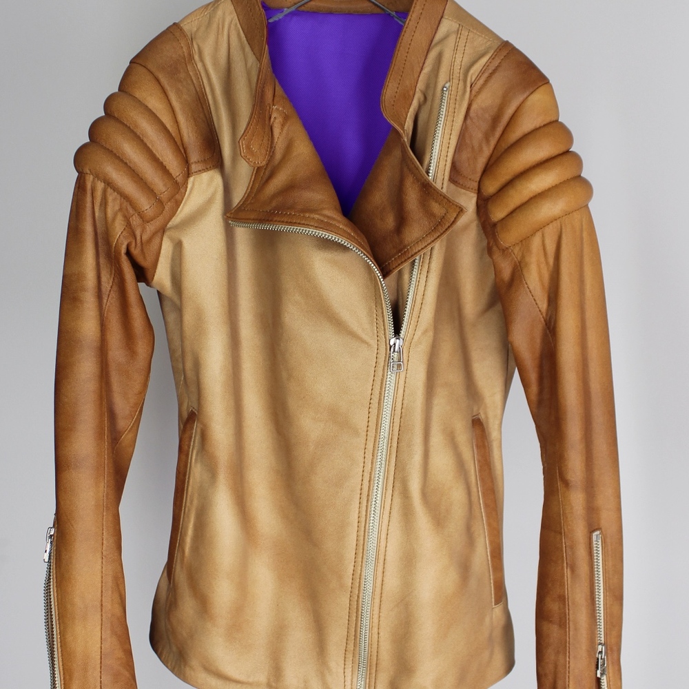 APRICOT Women New Leather Jacket Lamb Tan XS Last!