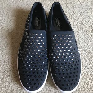 Michael Kors black studded slip on shoes