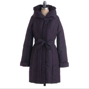 Modcloth plum down puffer parka coat pillow collar
