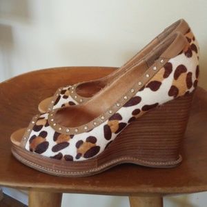 Leopard and Crystal Stud Wedges
