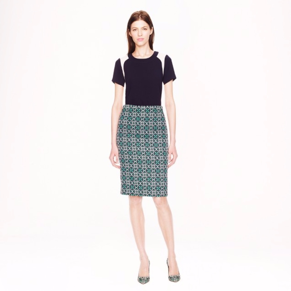 J. Crew  Pencil Skirt in Lattice Medallion Size 0