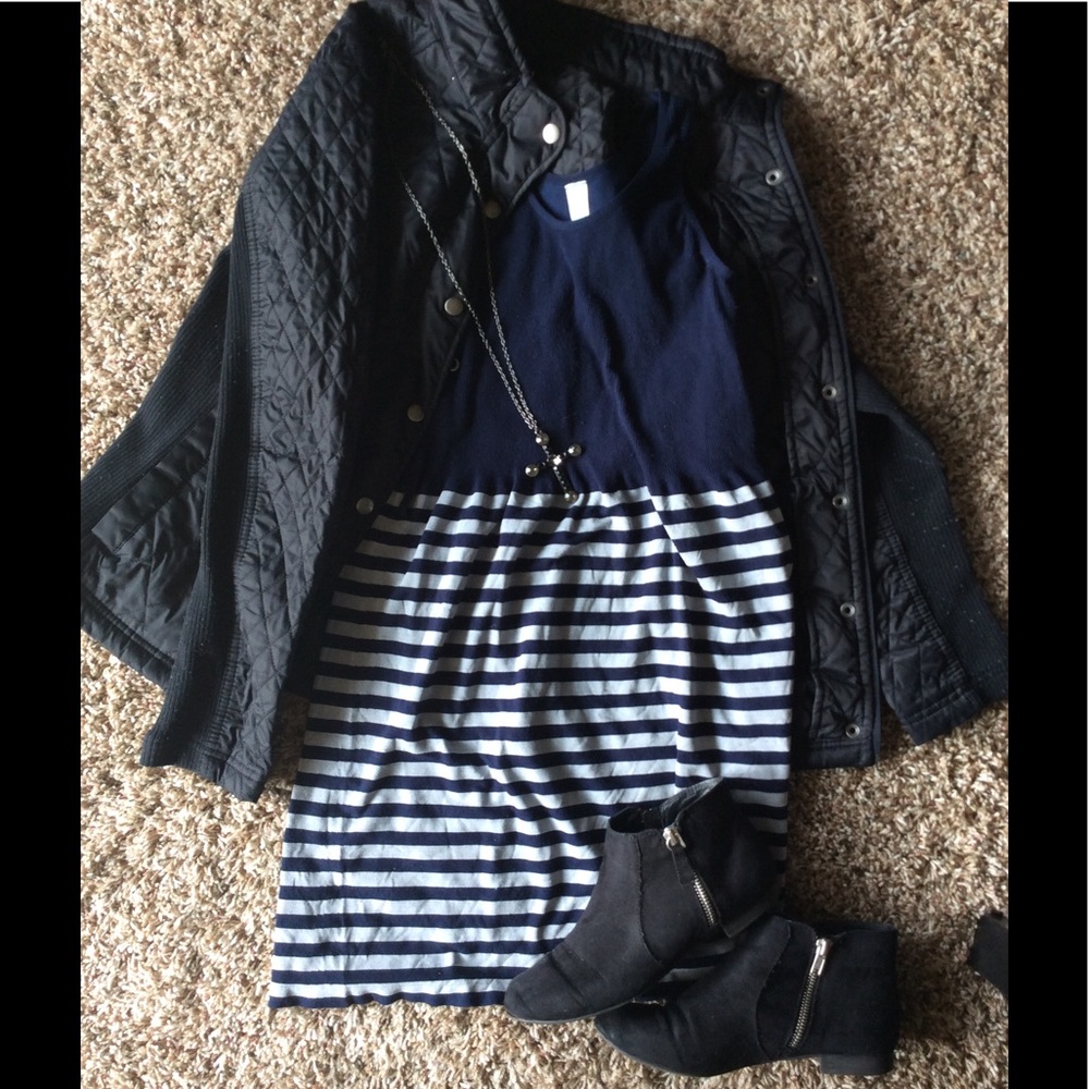 Striped blue tank dress