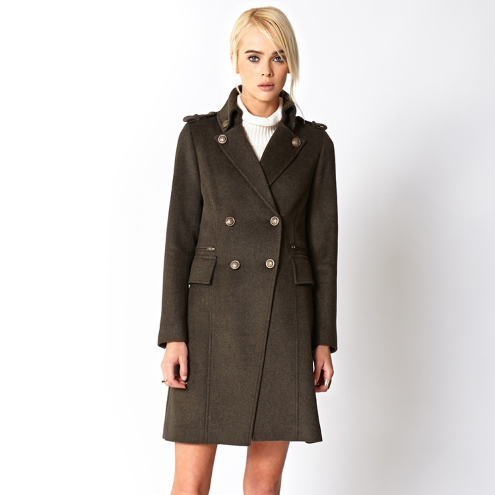 Green Classic Double-breasted Trench Coat