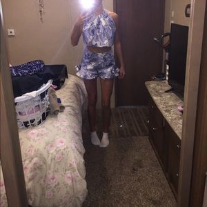 Blue and white keepsake short set