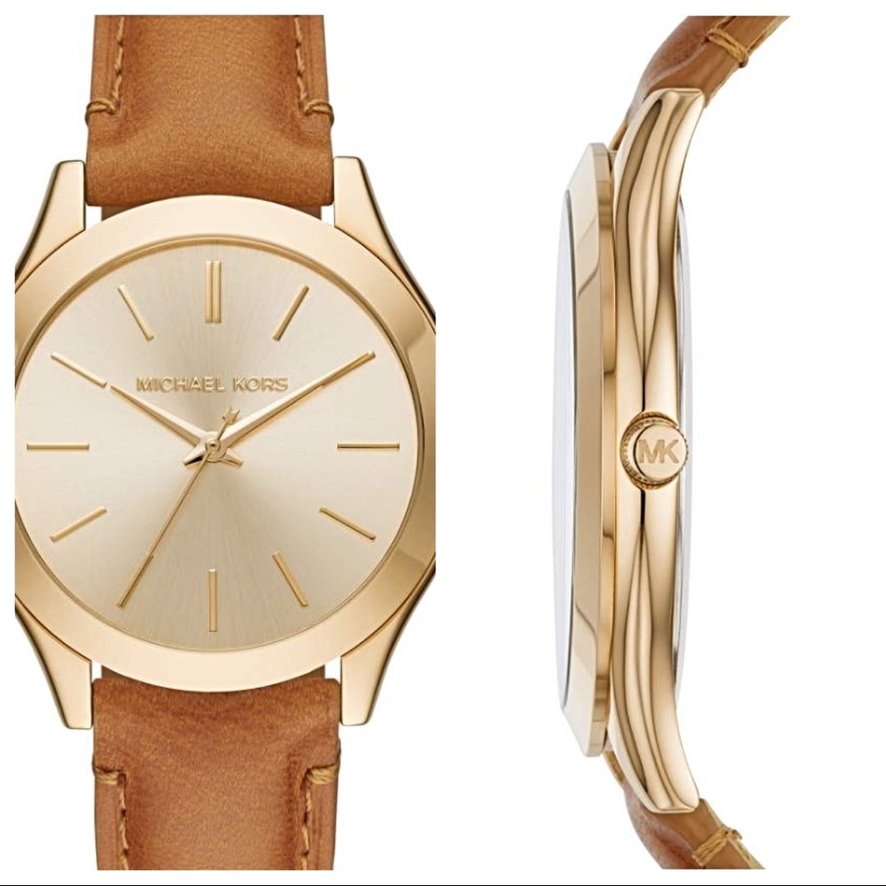 Michael Kors Gold and Leather Women's Watch