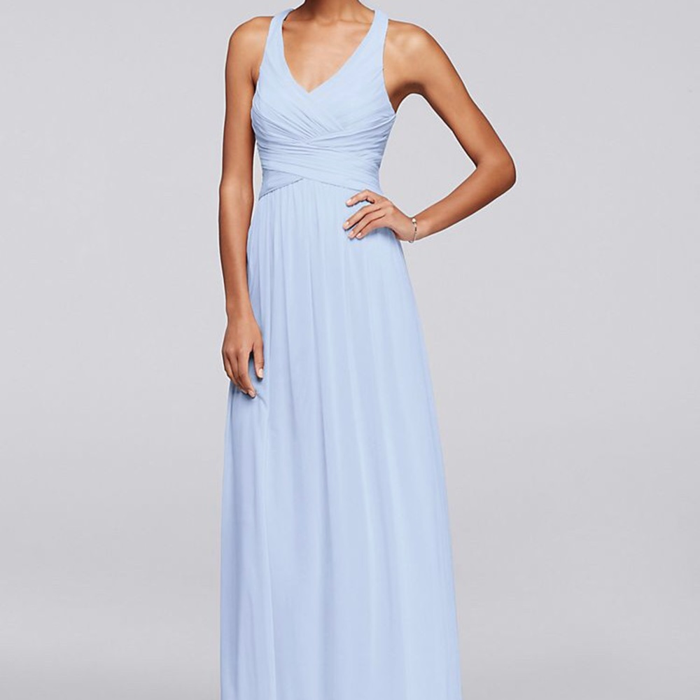 David's bridal BM Dress Crisscross Back Ice Blue