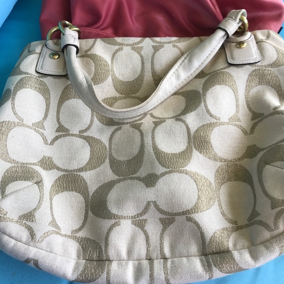 Coach canvas bag Gold and beige - Picture 2 of 6