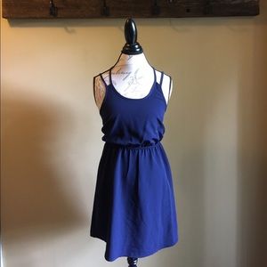 Navy blue silky tank dress