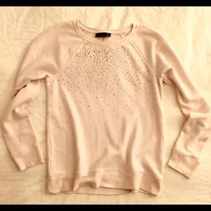 Embellished, crew-neck, terry sweater