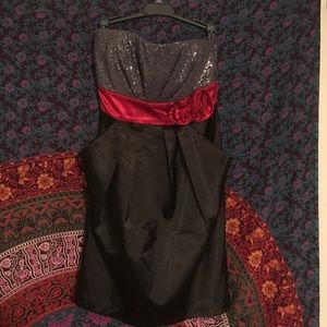 Cocktail Dress with Red Rose Detail