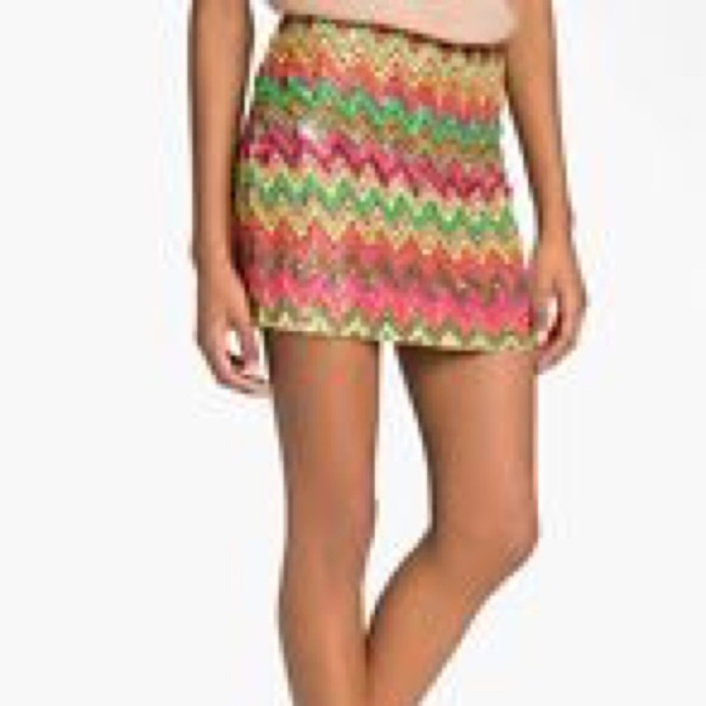 Haute Hippie Chevron Sequin Skirt. Size Large.