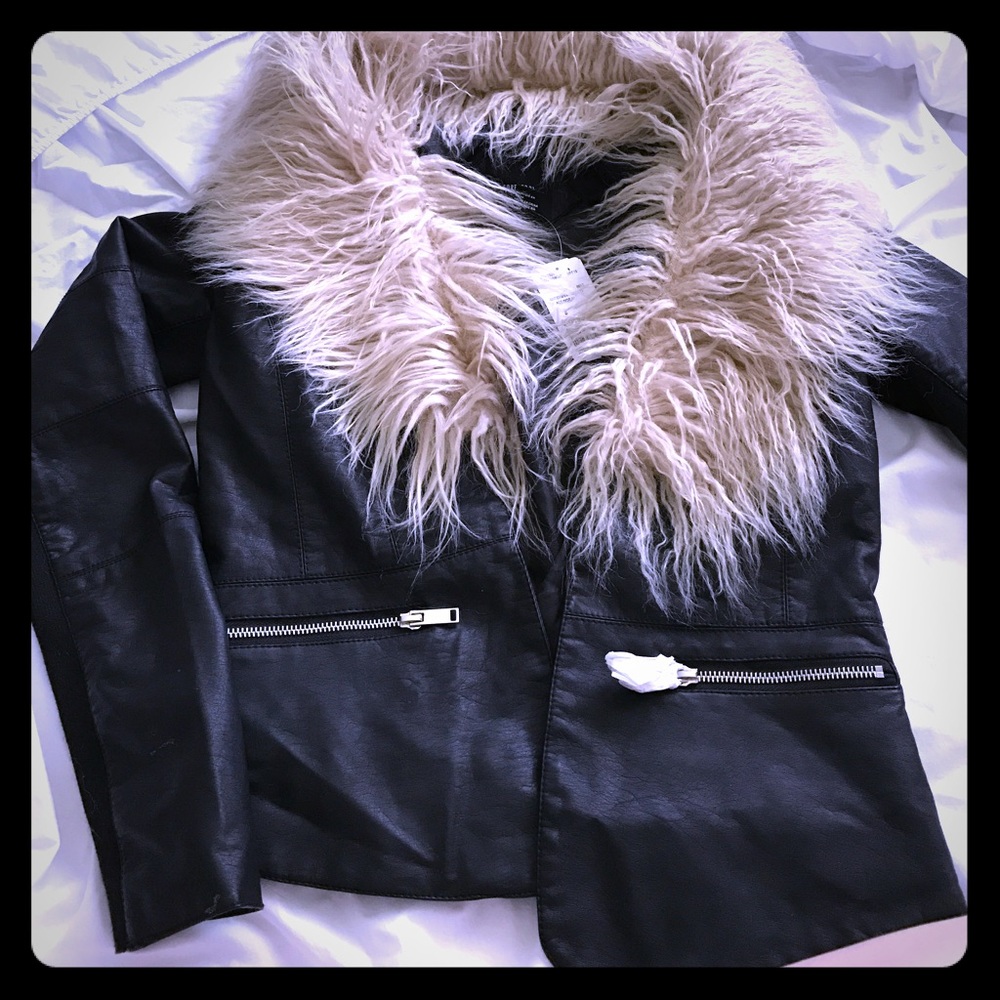 NWOT faux fur faux leather jacket