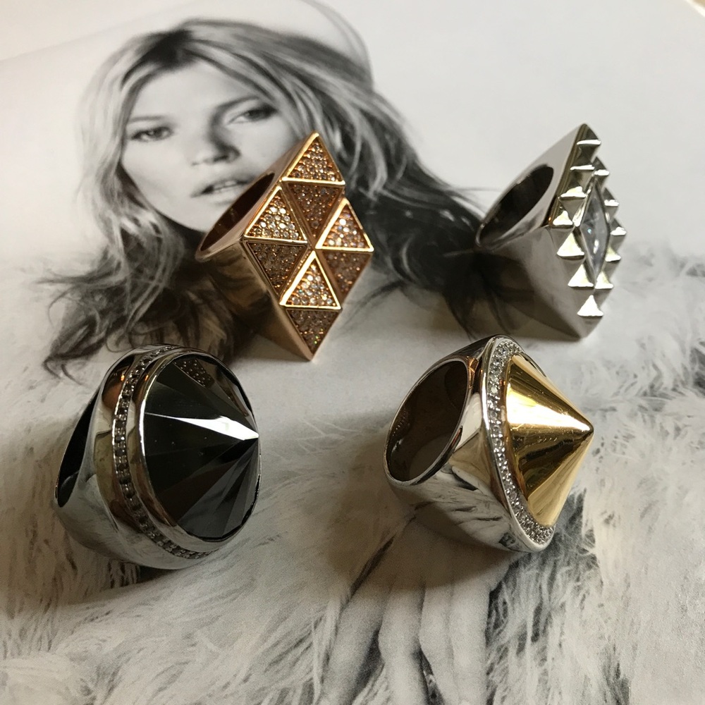 🖤nOir🖤 Pave Pyramid Statement Ring Bundle