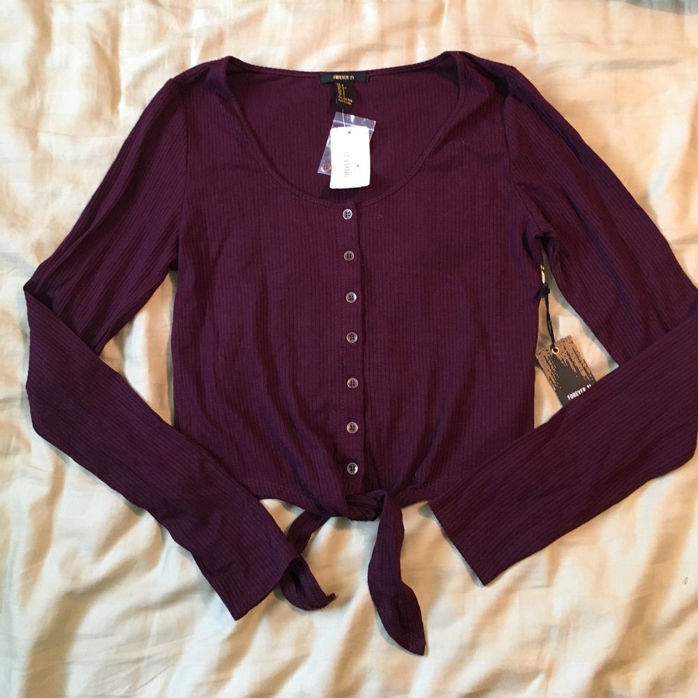 Forever 21 Button Down Cropped Shirt