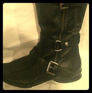 Black leather boots