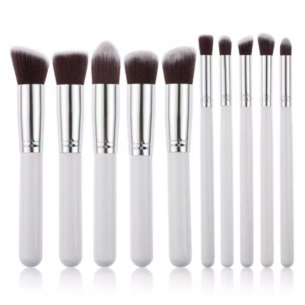 White Full Face Makeup Brush Set