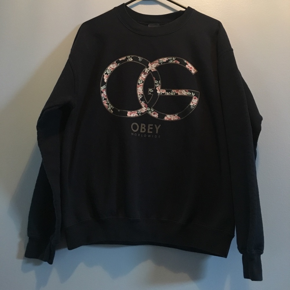 Black hoodie with floral design great condition