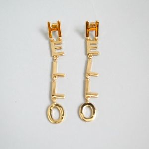 HELLO pair of drop down earrings