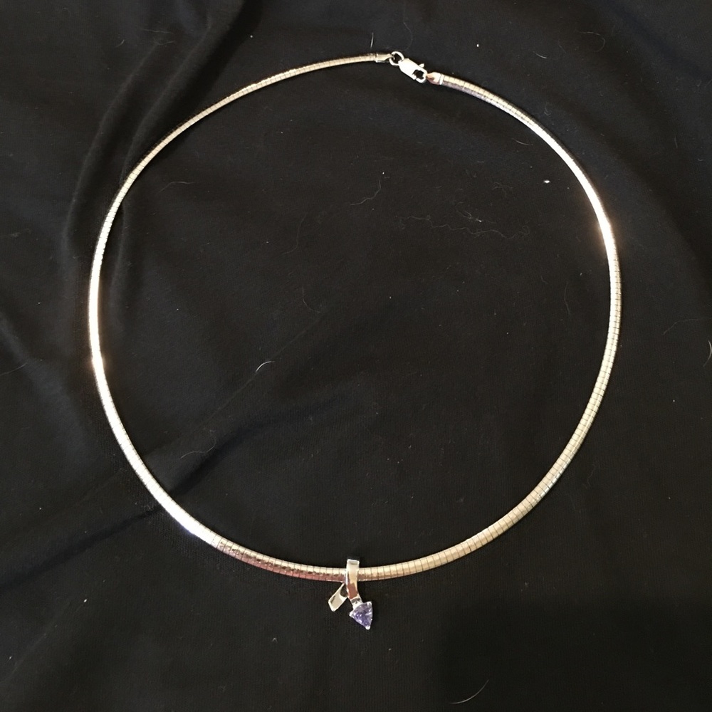 Omega silver plated tanzanite necklace