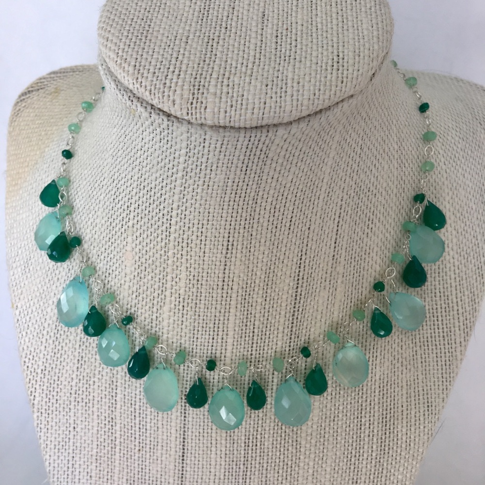 Blue Quartz and Aventura Silver Gemstone Necklace