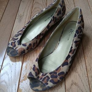 ♦ 3 for $15 Cheetah Peep Toe Wedged Flat
