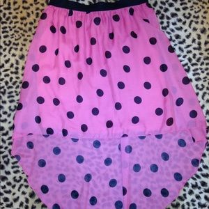 Pink & Black Polka Dot High Low Skirt✨