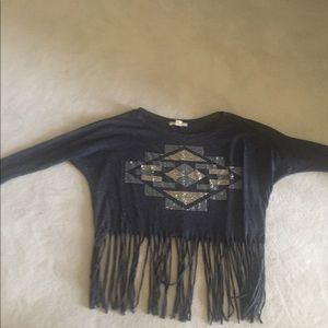 forever 21 tribal studded 3/4 sleeve tee