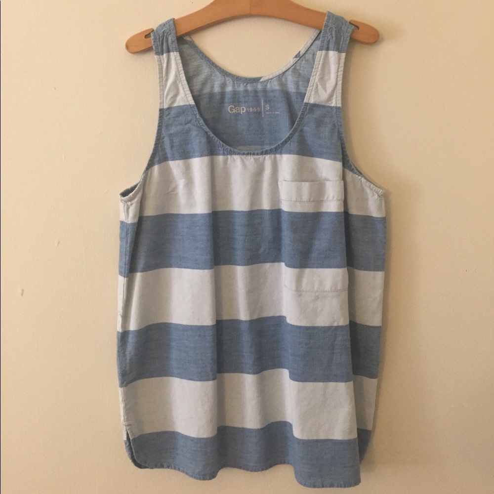 Gap stripe chambray denim loose tank top